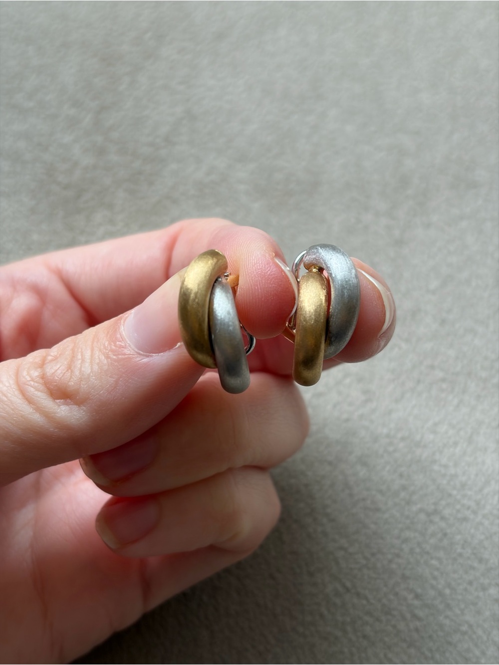14k two tone gold earrings
